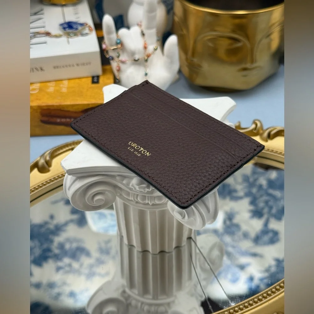 🆕 OROTON 🧿 NWOT Margot Card Sleeve, Brown Bear Leather Cardholder